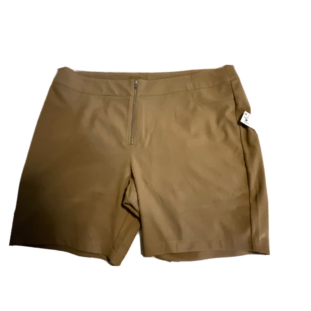 Danielle Bernstein 22W Plus Beige Casual Shorts Zip Front NWT